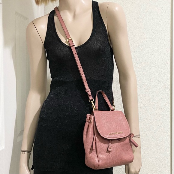 MICHAEL KORS Riley Small Flap Drawstring Pebbled Leather Crossbody Bag in Rose - Picture 3 of 16